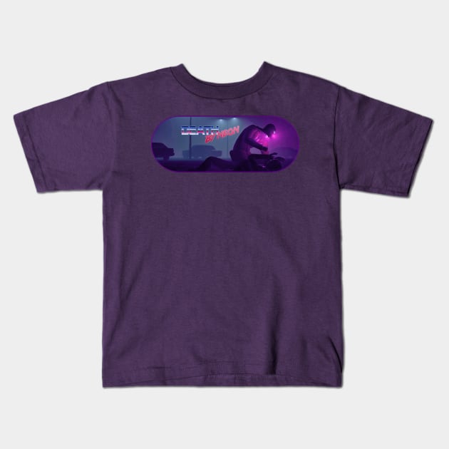 Death By Neon Album Mindwarp Banner Logo Design - Official Product - cinematic synthwave / horror / berlin school / retrowave / dreamwave t-shirt Kids T-Shirt by DeathByNeonOfficial